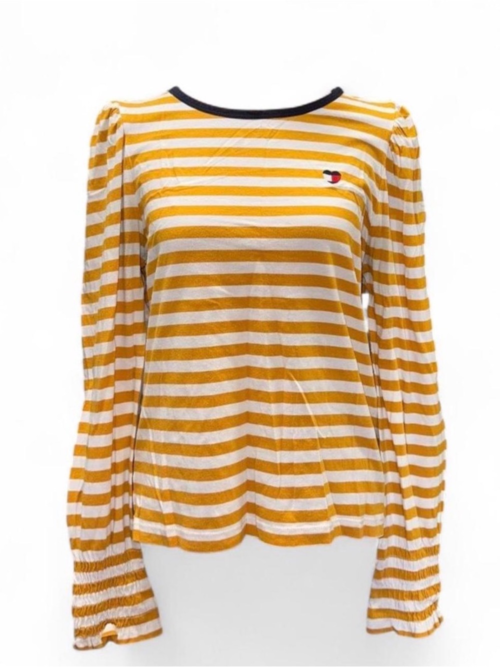 Striped Yellow & White Puff-Sleeve Women's Top Tommy Hilfiger Twee Nautical
